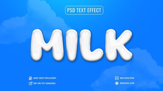 Customizable milk text effect photoshop template