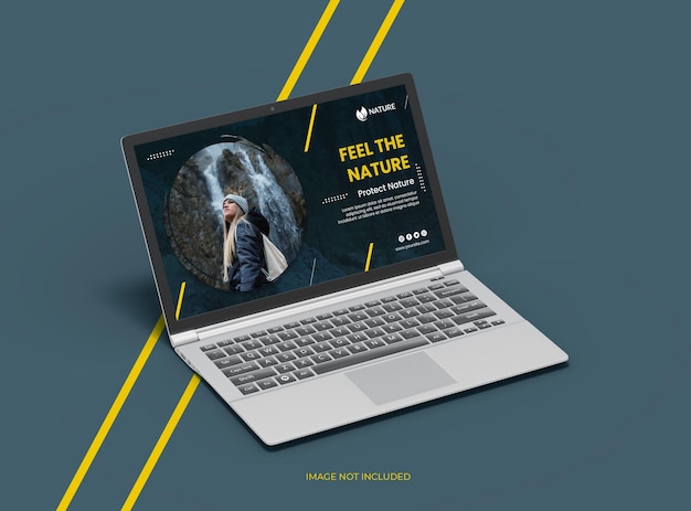 Customizable mockup of a laptop with changeable screen design for uiux product showcase3d render