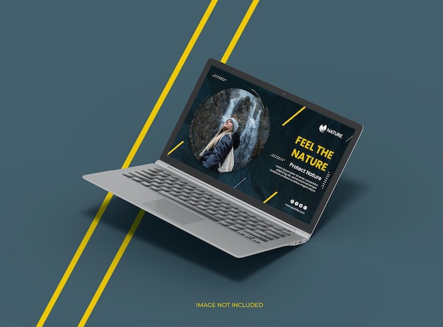 Customizable mockup of a laptop with changeable screen design for uiux product showcase3d render