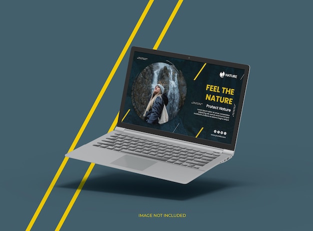 Customizable mockup of a laptop with changeable screen design for UIUX Product Showcase3D Render