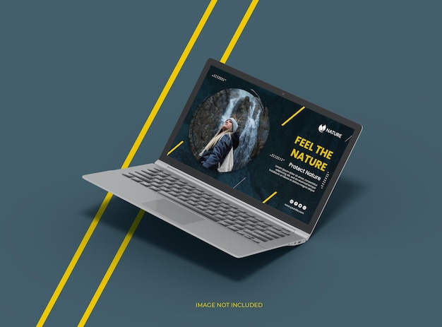 Uiux Product Showcase3d Render를 위한 화면 디자인 변경이 가능한 맞춤형 노트북 목업