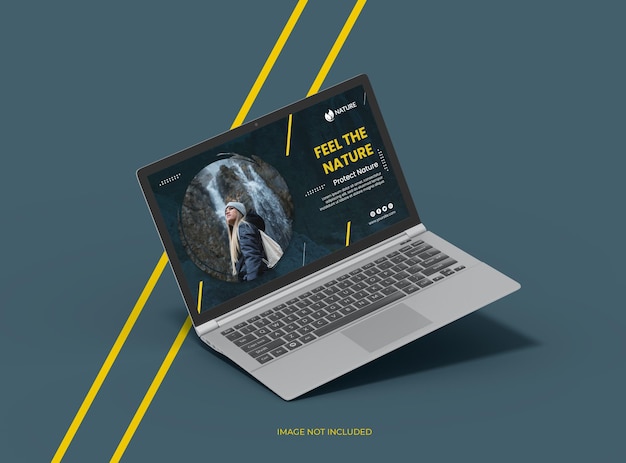 Customizable mockup of a laptop with changeable screen design for UIUX Product Showcase3D Render