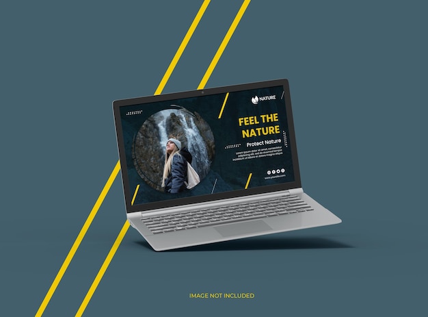 Customizable mockup of a laptop with changeable screen design for UIUX Product Showcase3D Render