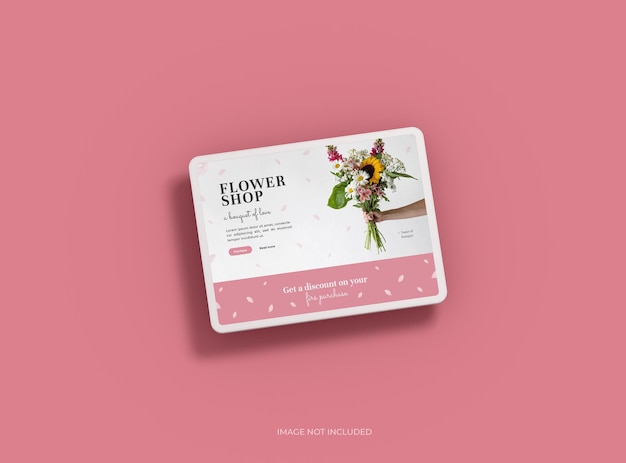 Mockup personalizzabile di tablet bianco senza marchio con design dello schermo modificabile per uiux product showcase3d render