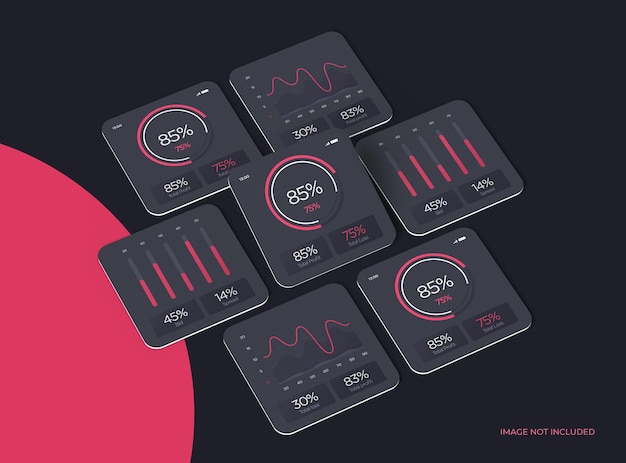PSD customizable mockup with separated mobile phone screens for ui ux app presentation 3d rendering