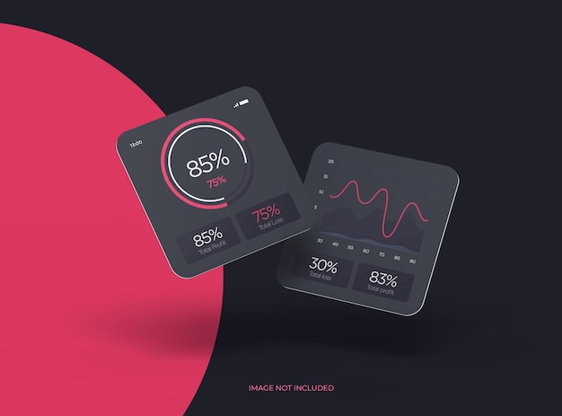 Customizable mockup with square cards for design presentation 3d rendering