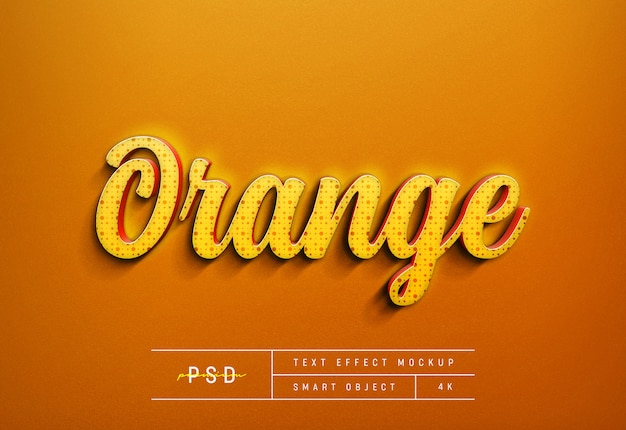 Customizable orange text style effect mockup template