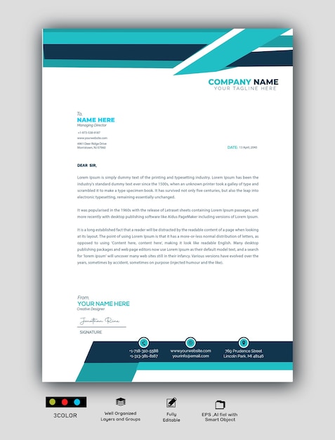 PSD customizable amp printable letterhead design