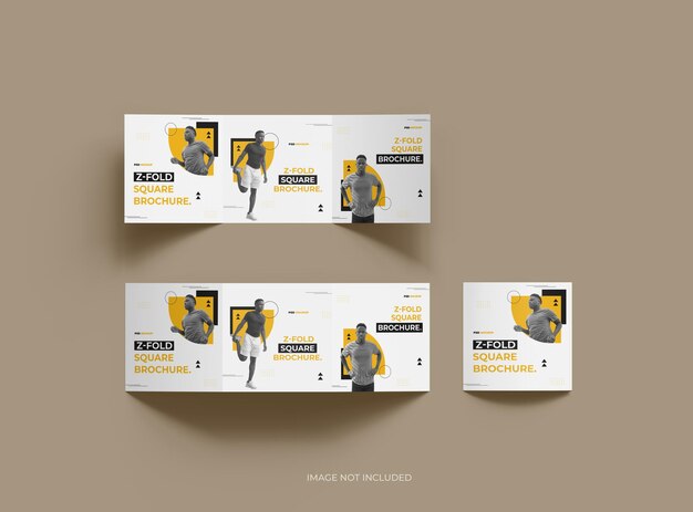 PSD customizable square trifold brochure mockup to present your des