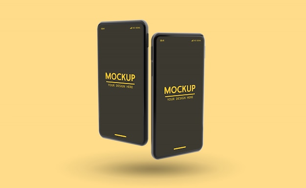 Customizable two smartphone mockup to display template Psd file