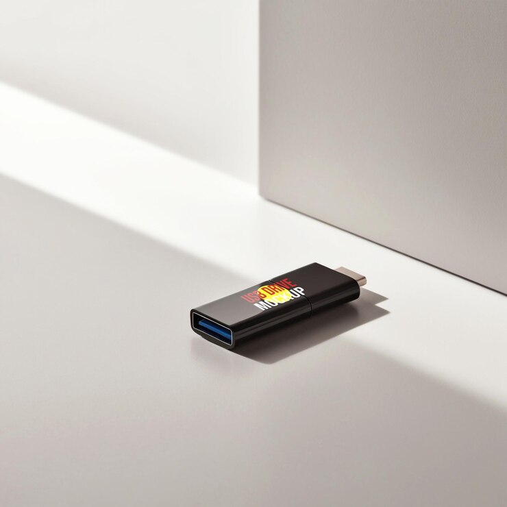 PSD настраиваемый макет usb-накопителя для технических и брендинговых проектов