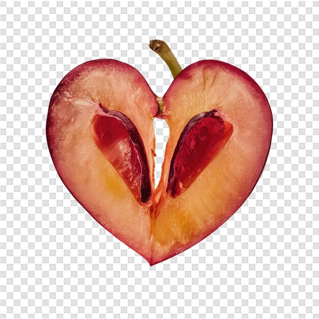 PSD a cut apple with a heart cut out of it