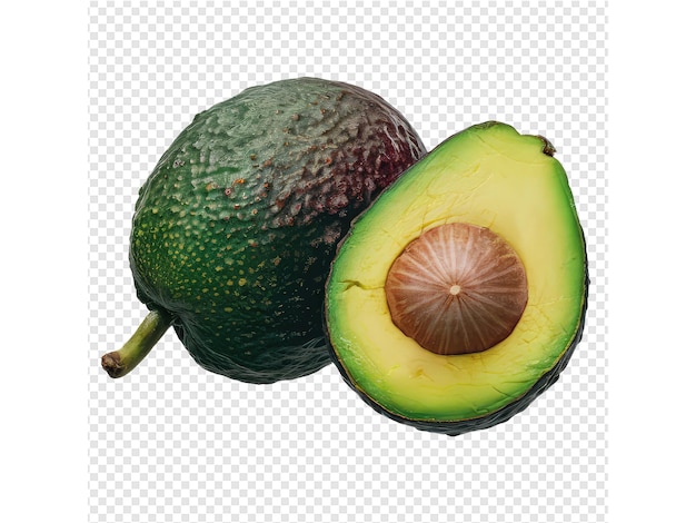 PSD a cut avocado with a cut out of it