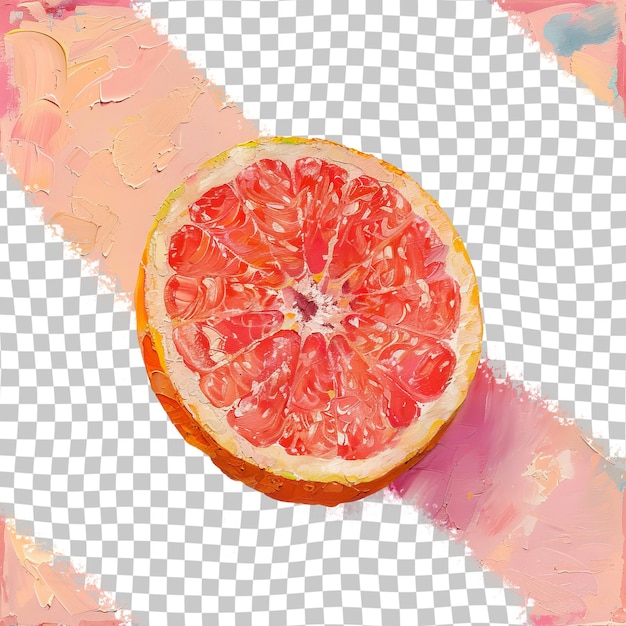 PSD a cut in half of a grapefruit is being held up by a hand