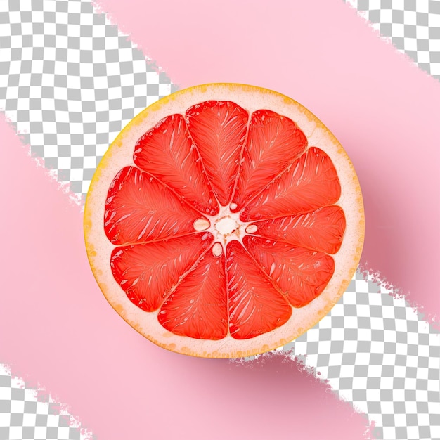 PSD a cut in half of a grapefruit with a pink background.