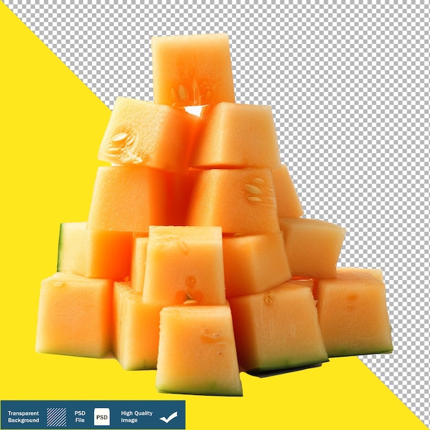 Quadri di melone tagliati raggruppati sfondo trasparente png psd