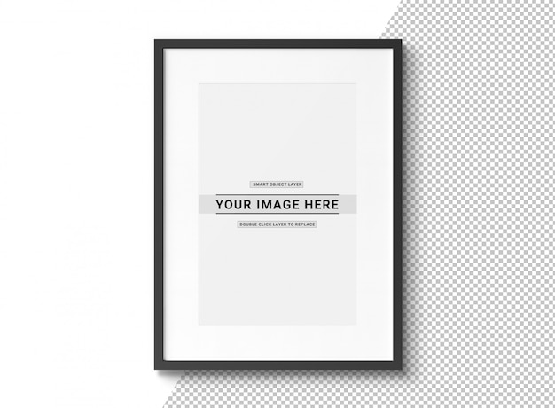 Cut out black rectangular photo frame mockup