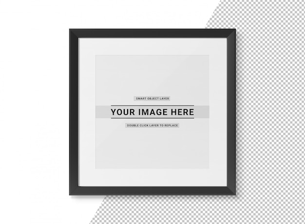 PSD cut out black squared frame on white  mockup