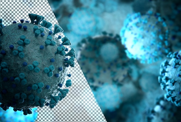 cut out microscopic close-up of the coronavirus covid-19 disease