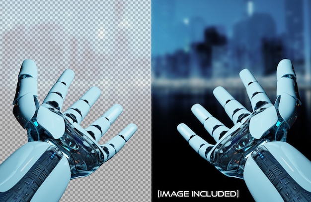 Ritaglia le mani aperte del robot isolate