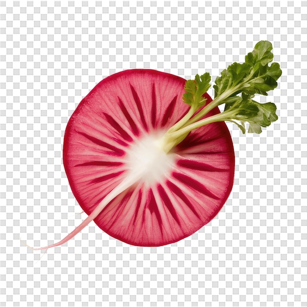 PSD a cut out of a radish with a red background