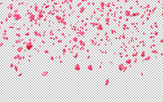 PSD cut out red falling hearts