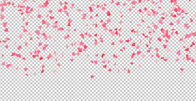 PSD cut out red falling hearts
