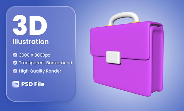 Cute 3D Briefcase Illustration Design