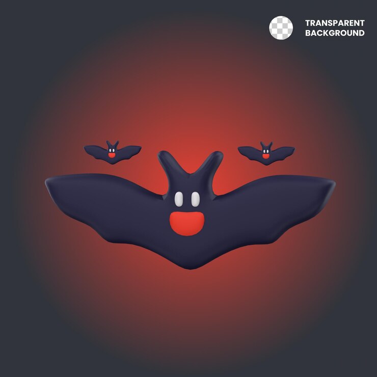PSD cute 3d cartoon bats for halloween