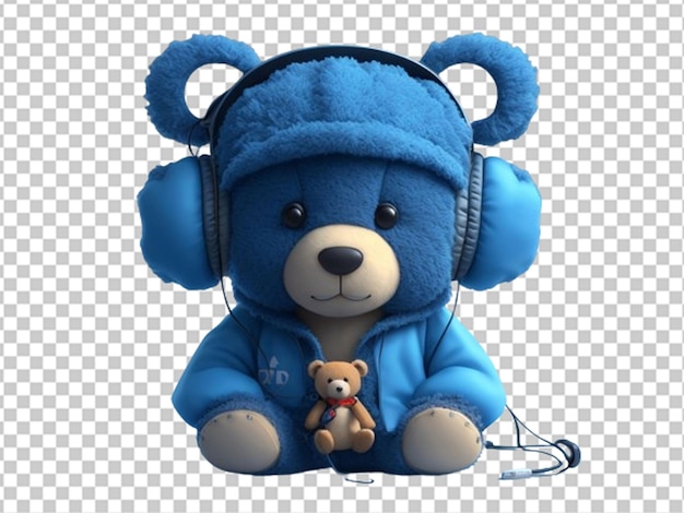 PSD a cute 3d cartoon blue teddy bear