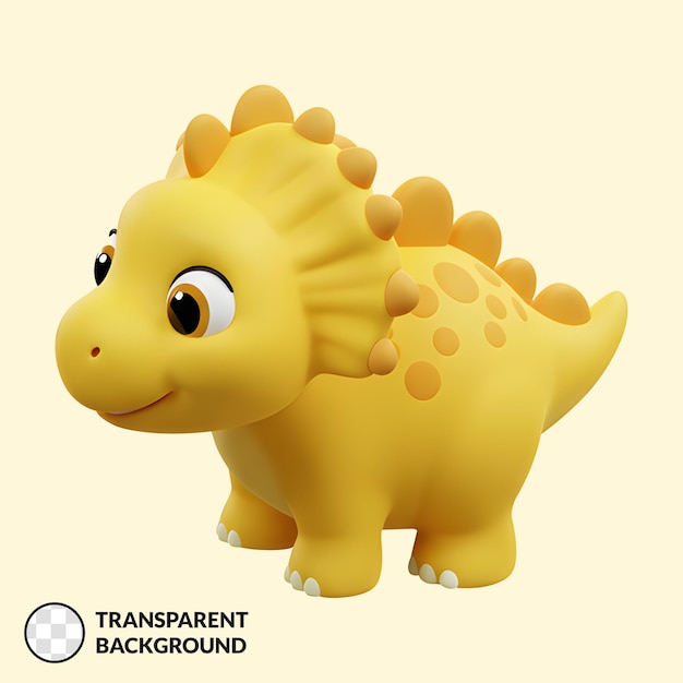 Милый 3D мультфильм Желтый трицератопс Динозавр