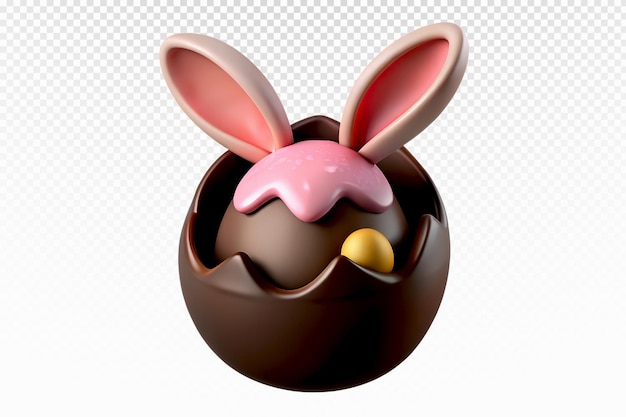 キャンディーボウルのイラストで星の耳を持つ可愛い3Dチョコレートウサギ