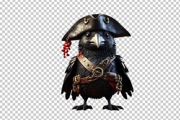 PSD a cute 3d crow dressed as a pirate