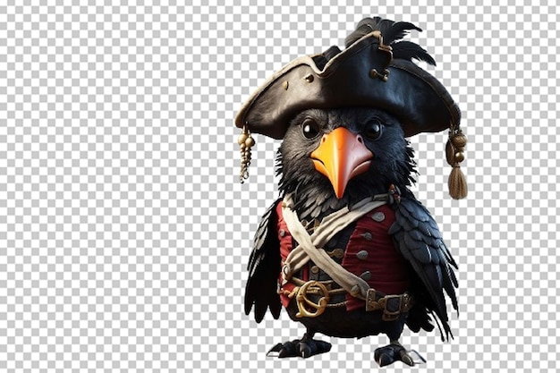 PSD a cute 3d crow dressed as a pirate