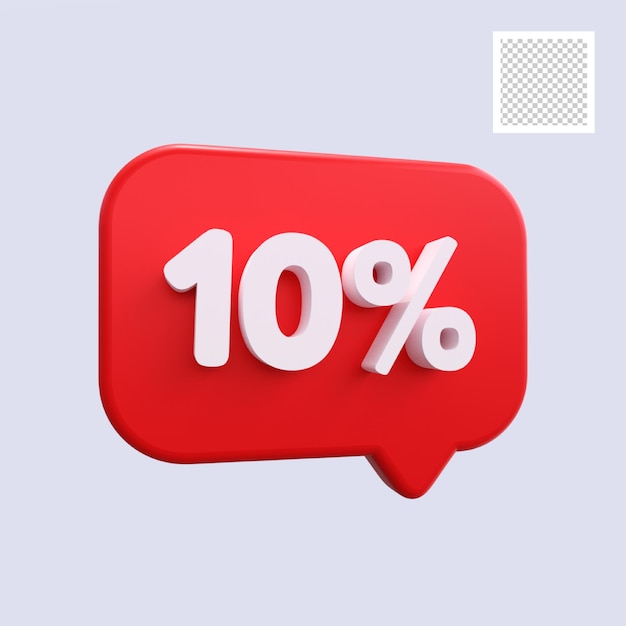 Cute 3d discount ten percent off white numbers on a red background