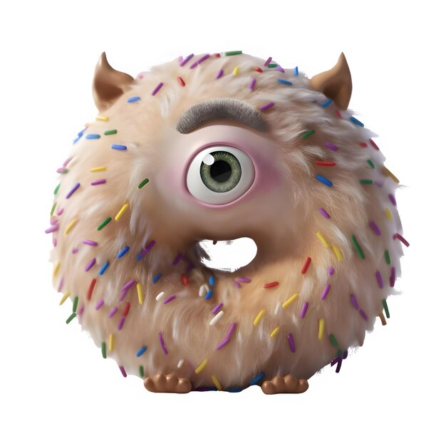 PSD cute 3d doughnut monster