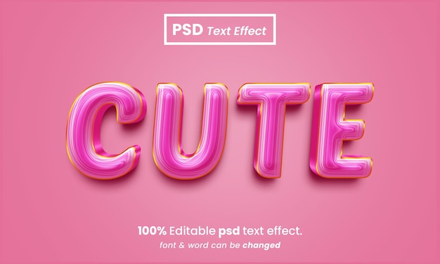 かわいい 3 d 編集可能な PSD プレミアム テキスト効果