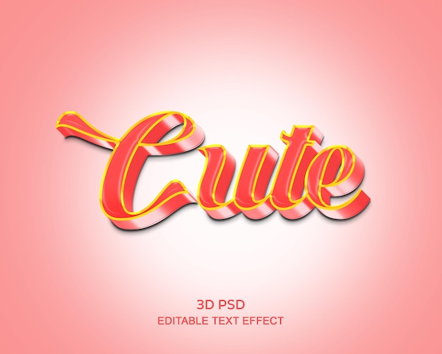 PSD cute 3d editable text effect with premium background