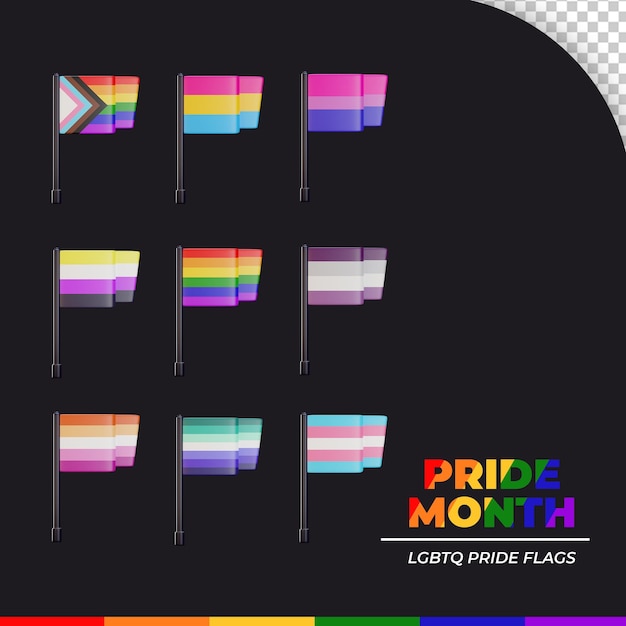 PSD cute 3d elements about pride month