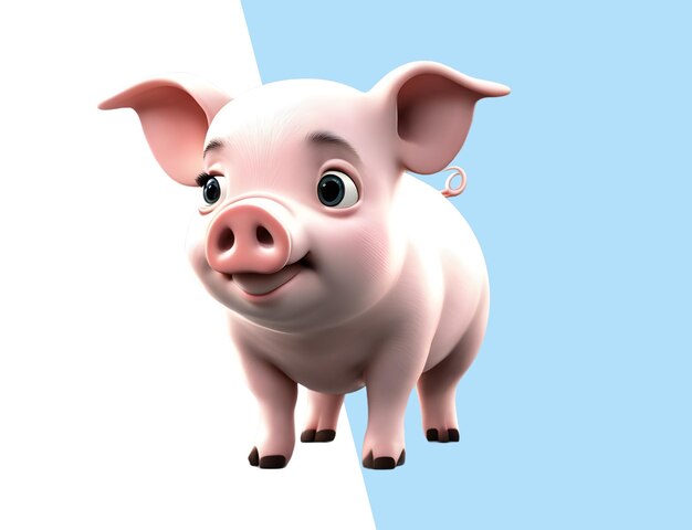 PSD cute 3d farm pig