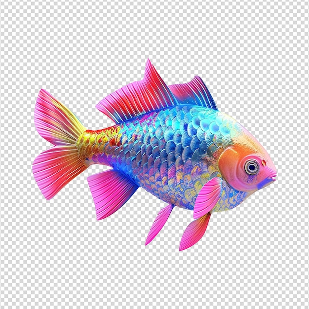 PSD cute 3d fish isolated on transparent background png