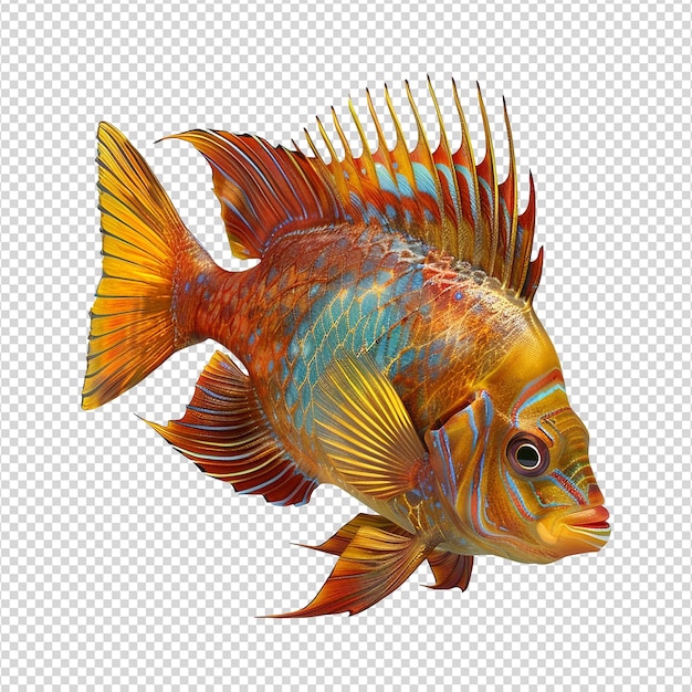 PSD cute 3d fish isolated on transparent background png