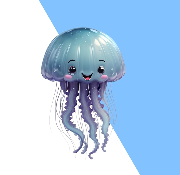 PSD simpatico cartone animato di meduse 3d