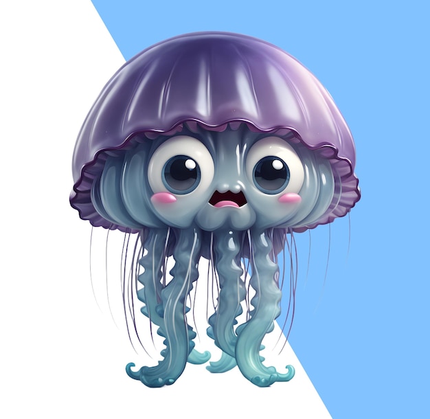 PSD cute 3d jellyfish cartoon