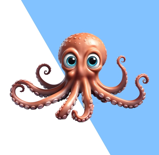 PSD cute 3d octopus cartoon