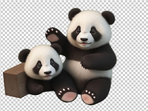 PSD un grazioso cucciolo di panda 3d in posizione 3d illustrazione