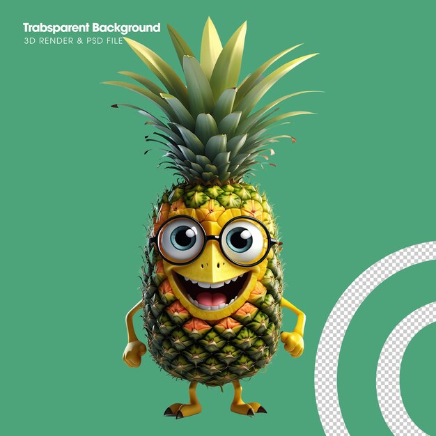 PSD cute 3d pineapple character