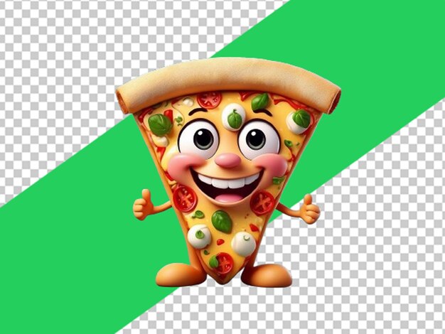 PSD carina fetta di pizza 3d con una faccia sorridente