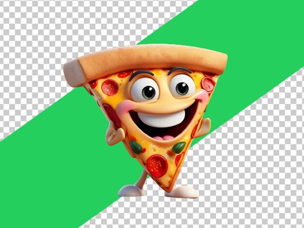 PSD cute 3d pizza slice with smiley face