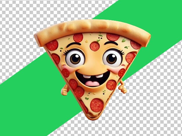 PSD carina fetta di pizza 3d con una faccia sorridente